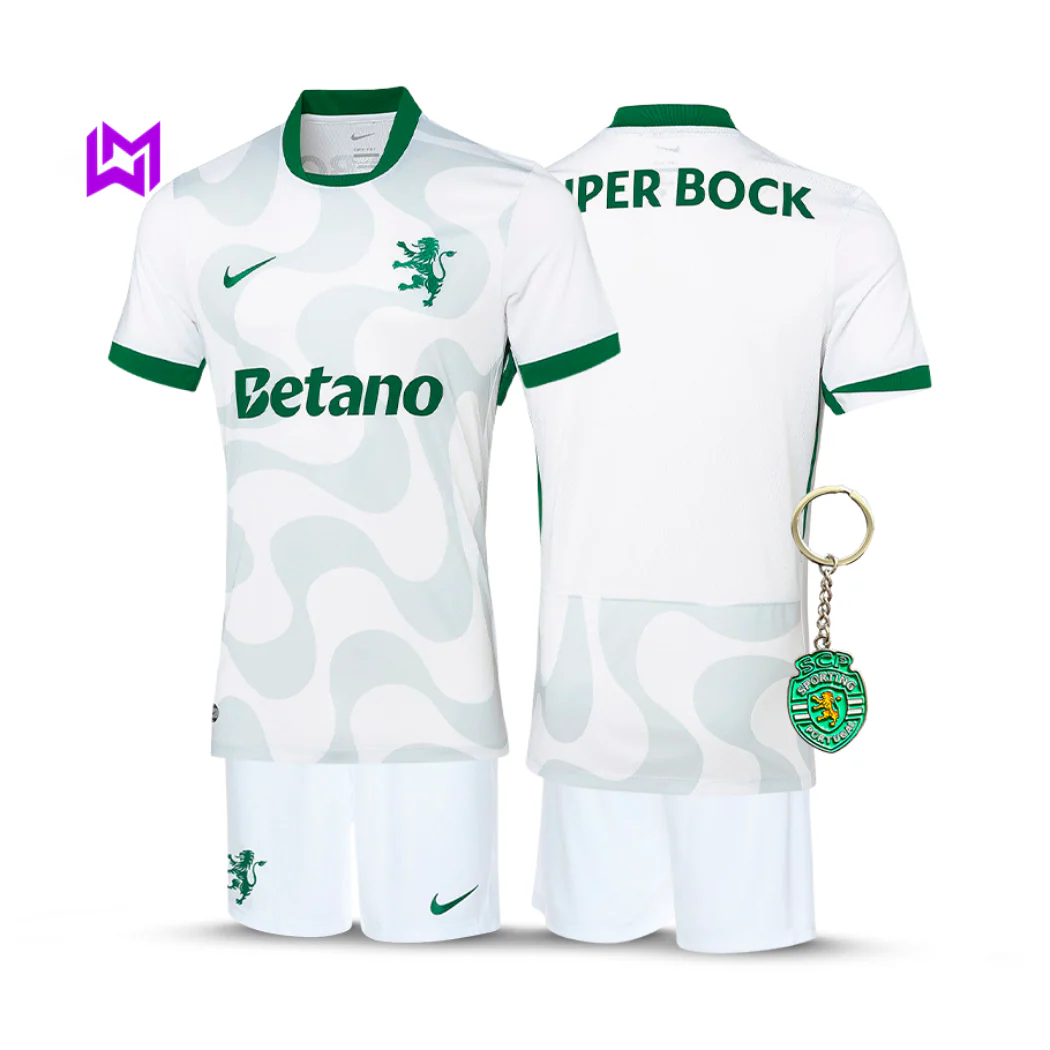 Conjunto Infantil Sporting Alternativa Branca 2025/26 - LANÇAMENTO! 🔥💚
