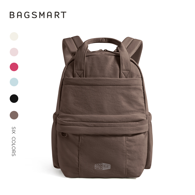 BAGSMART Unisex Casual Backpack, Water-Resistant College Daypack Bookbag for Travel Work Commuter, Coffee
