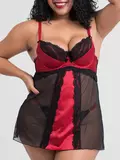 Lovehoney Plus Size Empress Red Satin and Lace Chemise Set
