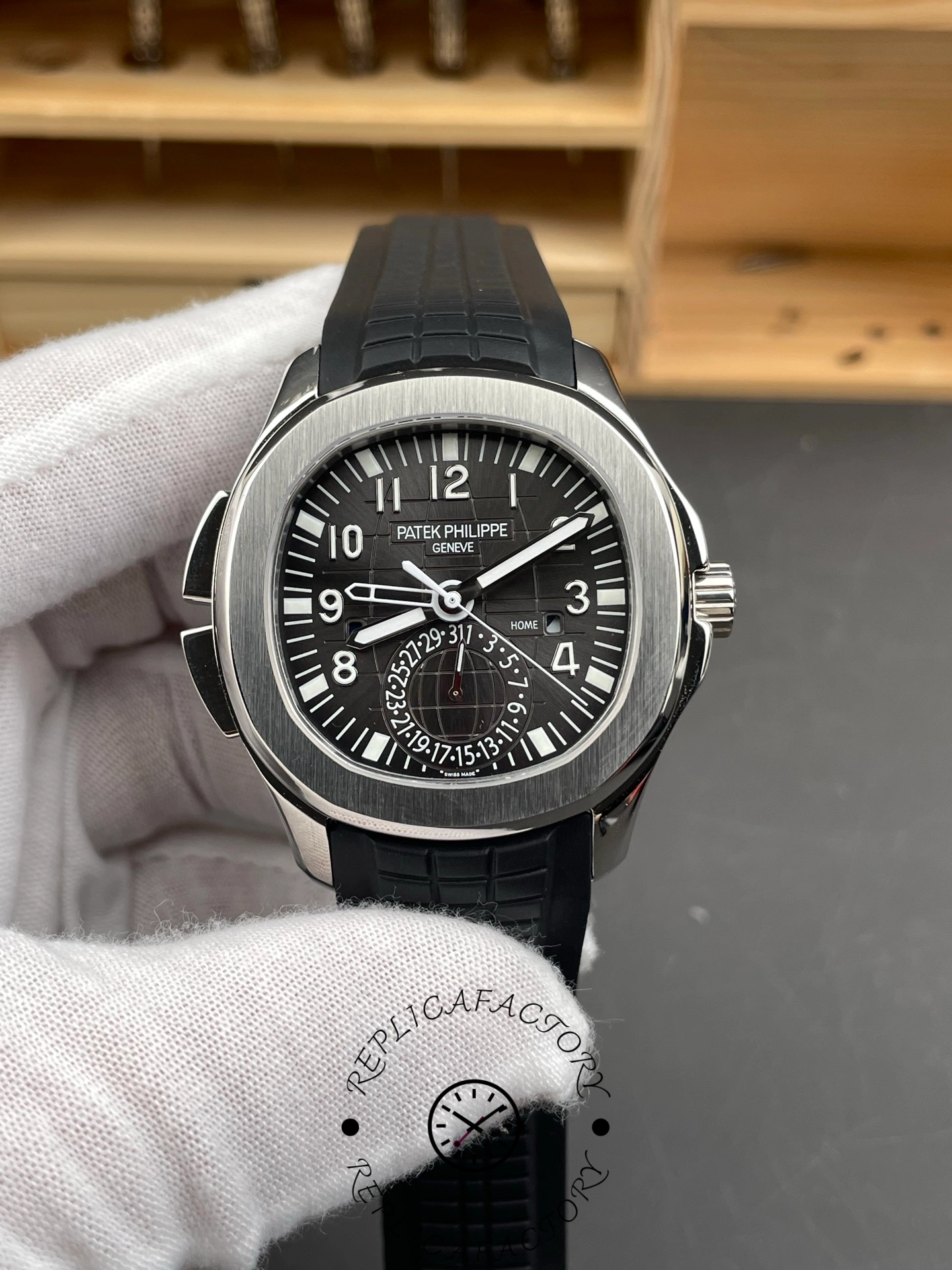 Replica Patek Philippe Aquanaut 5164A 001 Stainless Steel Dual Time 40.8mm Mens Watch