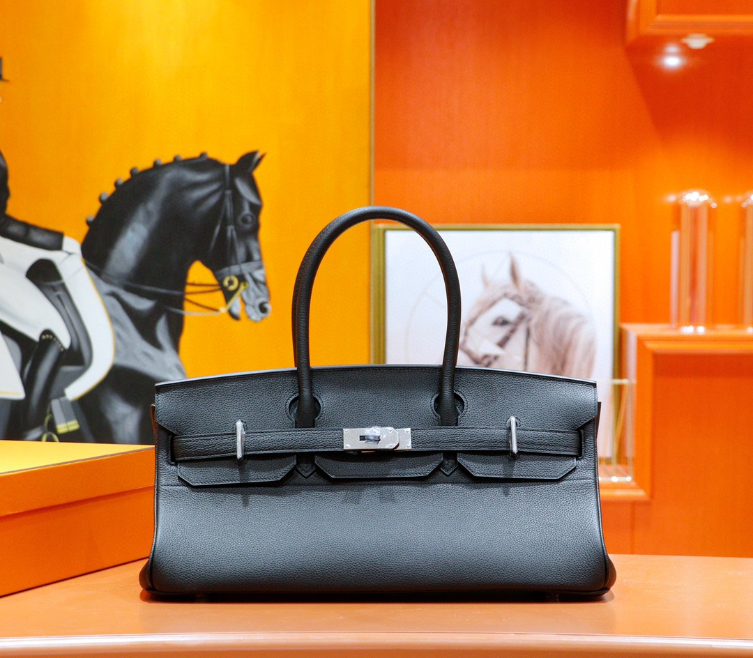 Hermes Birkin platinum bag black color Togo style fully hand-sewn silver buckle 29-42cm long customization