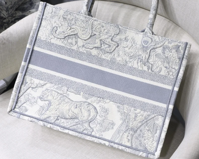 Dior Small Book Tote Gray/Pink/Blue