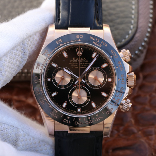 Daytona Rose Gold Leather Strap 40mm