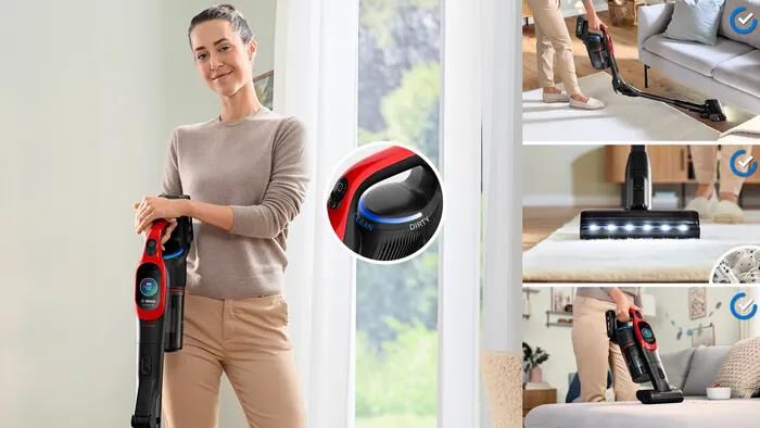 BOSCH - Aspirapolvere ricaricabile BCS1041PET-Black,Red