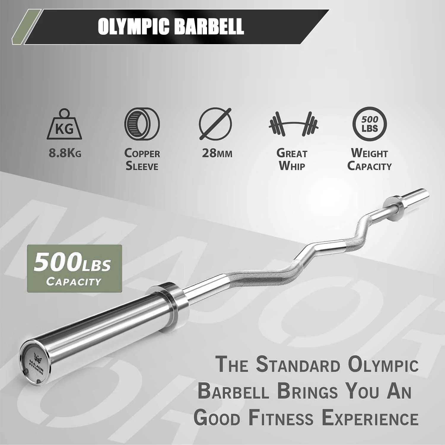 Major Fitness 4ft Olympic EZ Curl Barbell