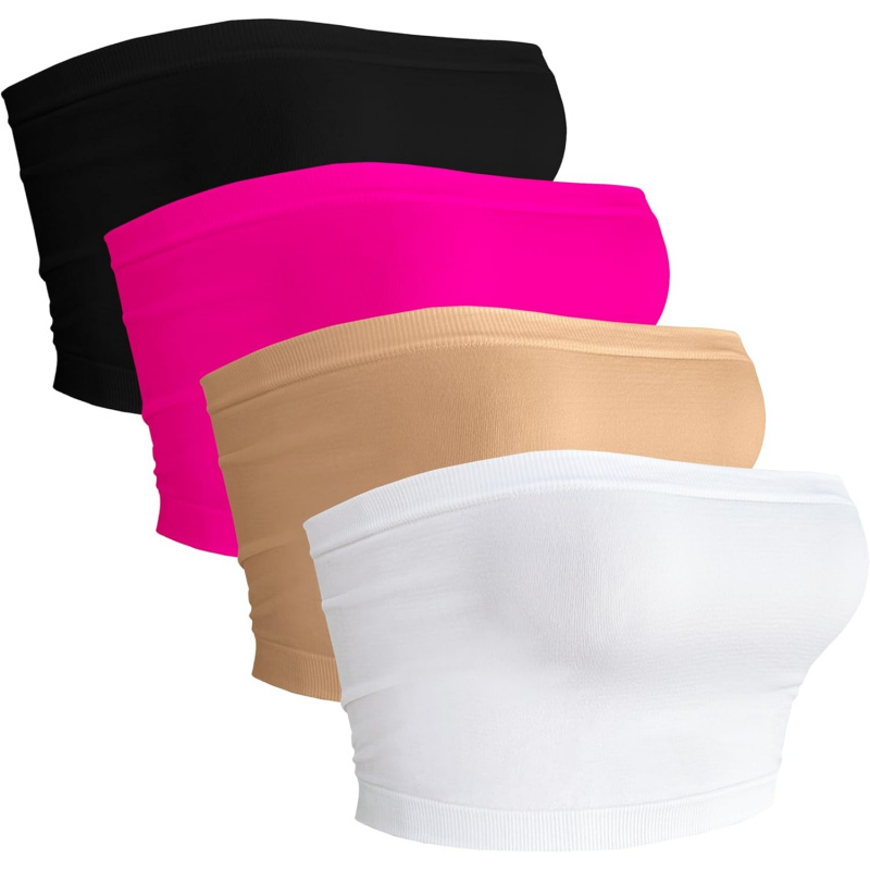 AURETOP 4 Pieces Tube Top Strapless Tops