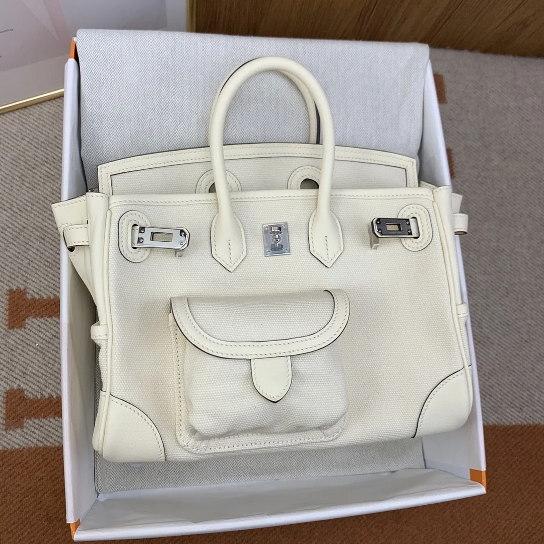 Hermes Birkin Cargo 25 White, Silver Toned Hardware Bag For Women, Women’s Handbags, Shoulder Bags 9.8in/25cm