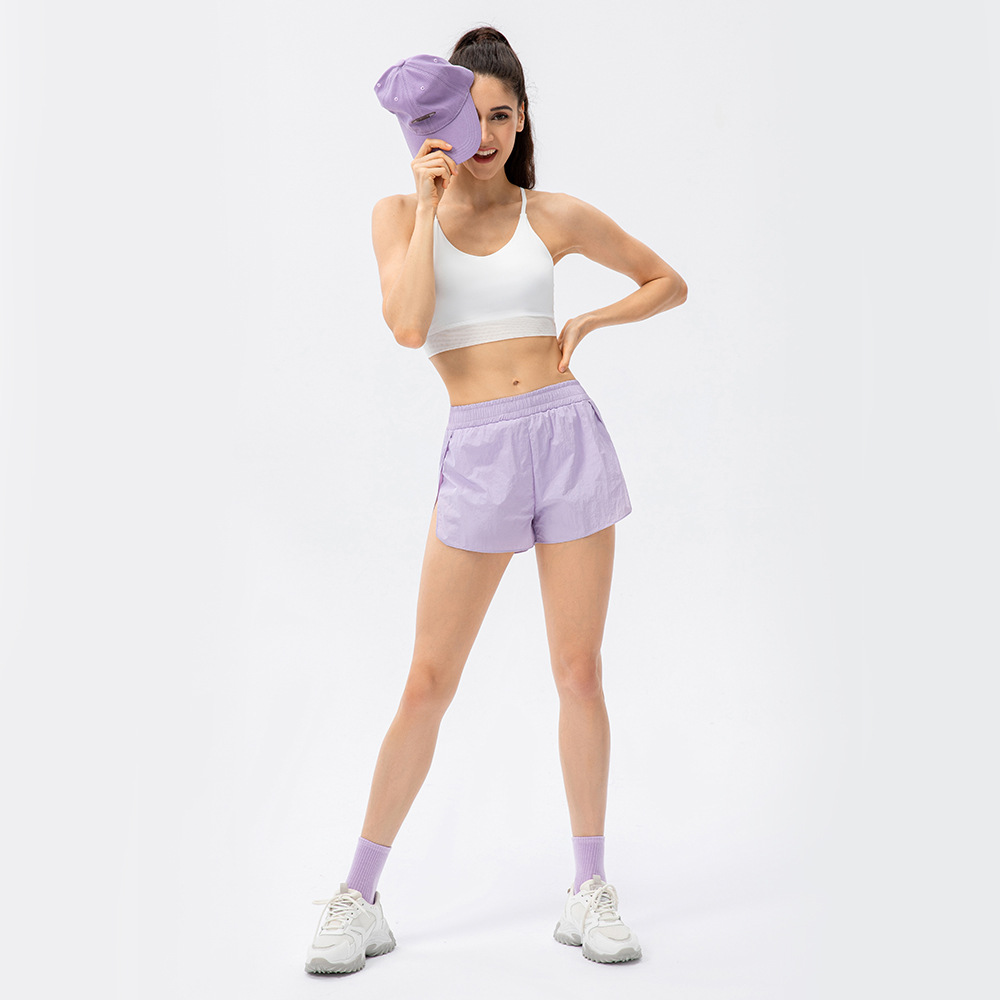 Summer Women's Cool Tech-Style Faux Two-Piece Loose Sports Shorts Breathable Anti-Exposure Running Fitness Shorts