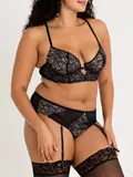 Lovehoney Plus Size Parisienne Charm Black Lace Crotchless Bra Set