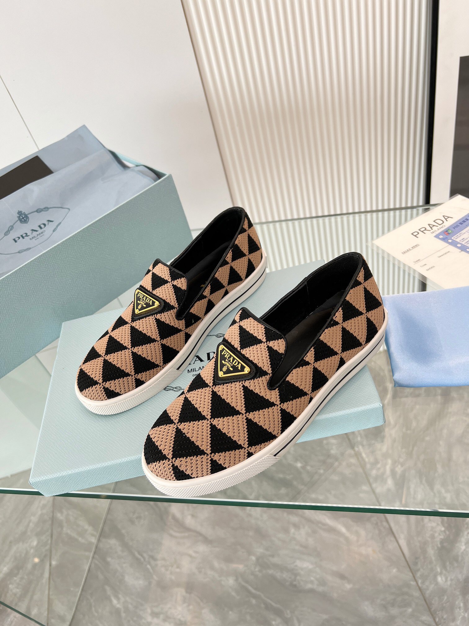 Prada 2024 Women Embroidered fabric slip-on Shoes Loafers Size 36-41