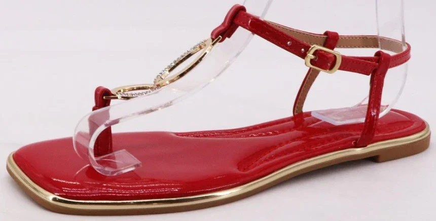 Patent Gold Detail Sandals