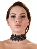 Cottelli Black Lace Rhinestone Choker