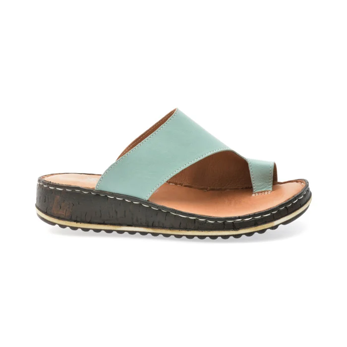 Papuci SHOOZY verzi, EV2849, din piele naturala