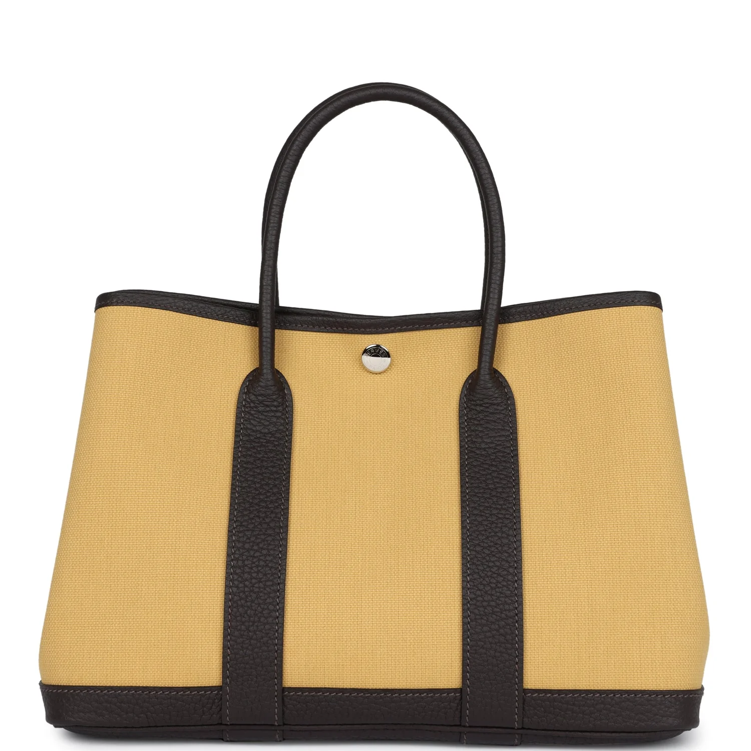 Hermes Garden Party 30 Paille Toile Militaire Canvas and Ebene Negonda Palladium Hardware