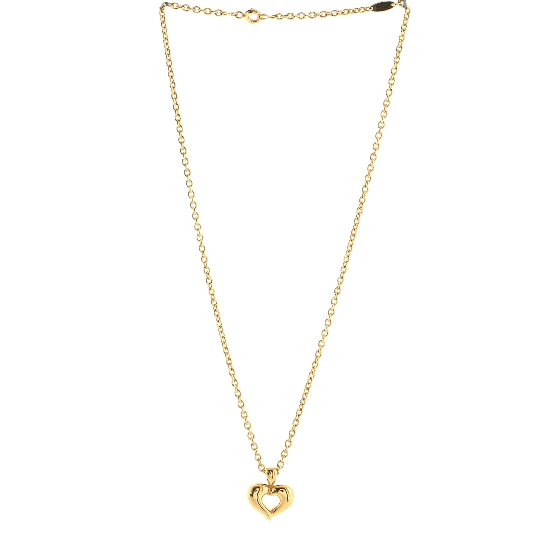 Vintage Heart Pendant Necklace 18K Yellow Gold