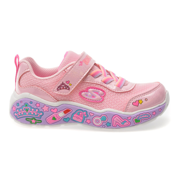Pantofi sport SKECHERS roz, PLAY SCENE, din material textil