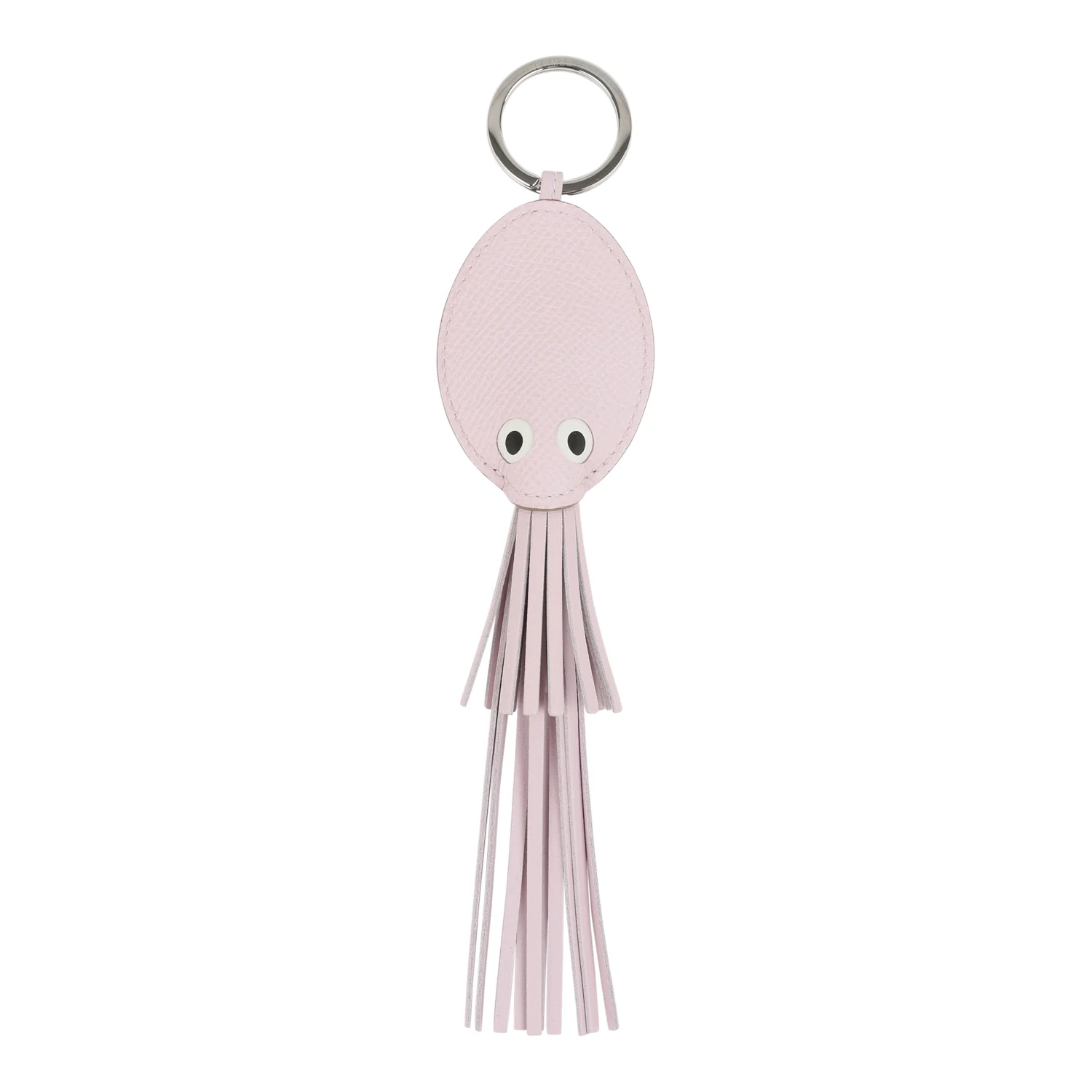 Hermes Poulpe Key Ring Charm Mauve Pale, Blanc, Black Milo Lambskin & Epsom Palladium Hardware