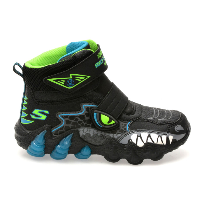 Ghete SKECHERS negre, SKECH-O-SAURUS LIGHTS 2.0 , din piele ecologica