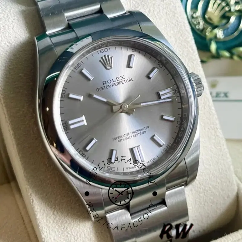 Rolex Oyster Perpetual 116000 Rhodium Grey Dial 36mm Unisex Replica Watch