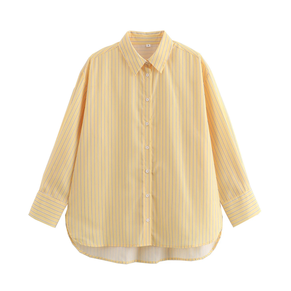 2026 Spring Summer Casual Striped Women Oversized Shirt Fashion Vintage Turndown Collar Single Breasted Thin Lady Shirt