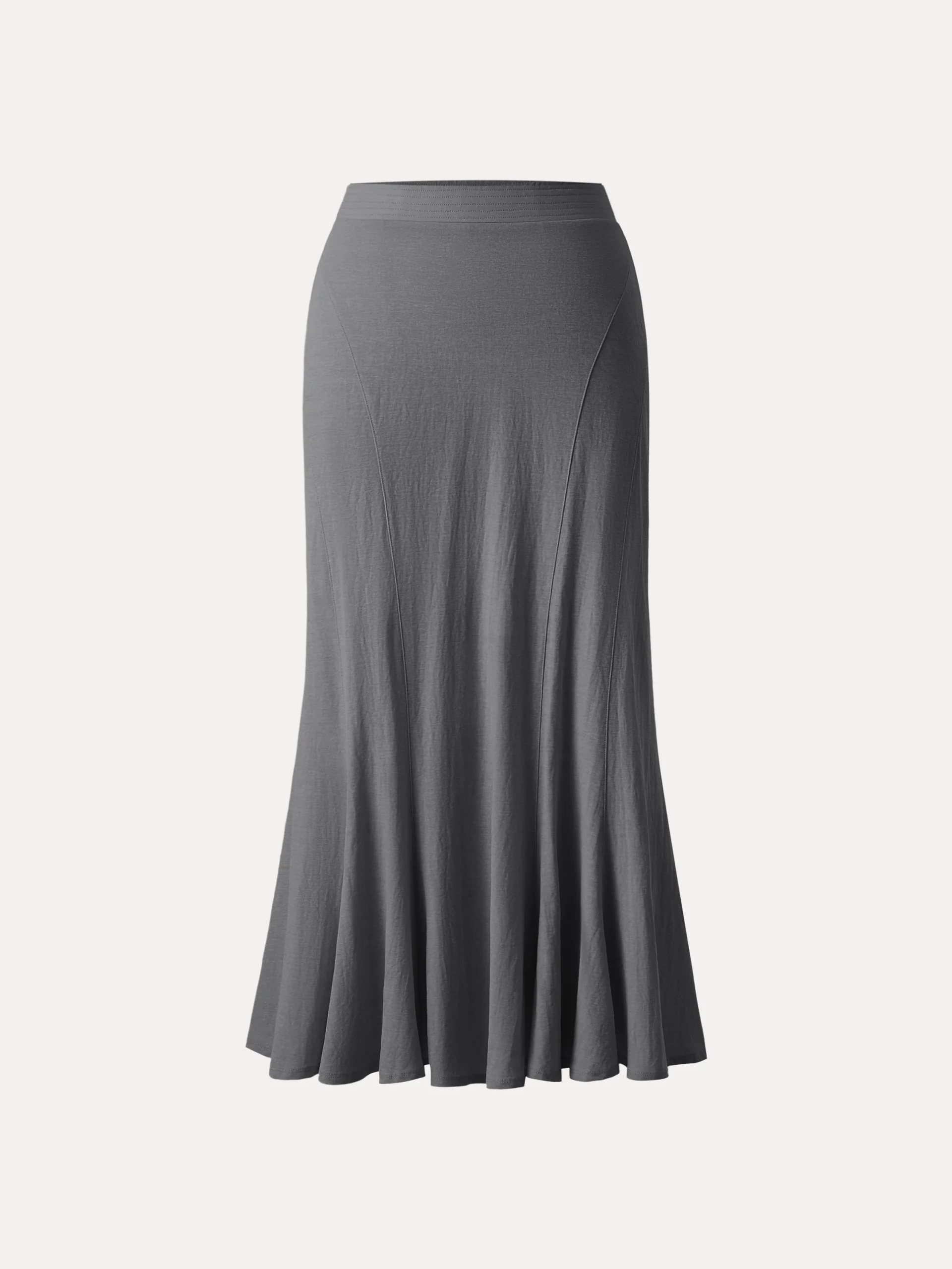 Wrinkle-free Cotton-linen Pull-on Midi Skirt