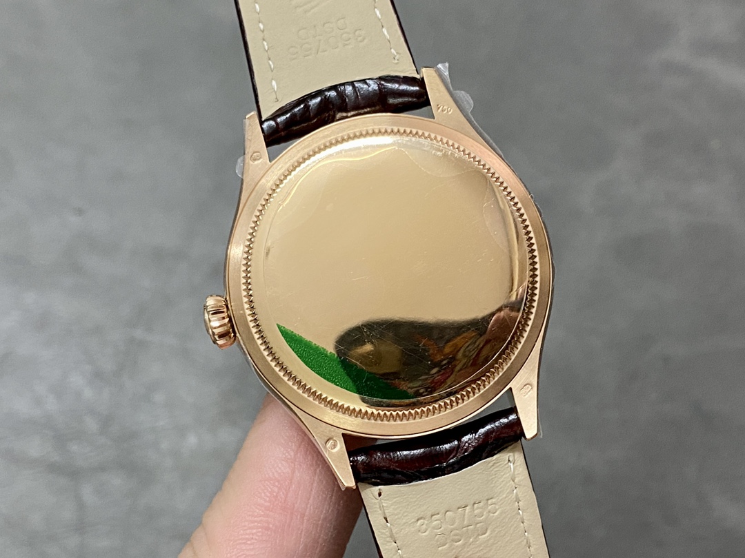 Rolex Cellini Dual Time 50525 Silver Dial Black Leather Strap 39mm Mens Replica Watch