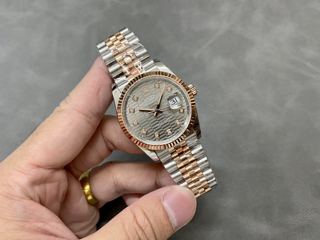 Rolex Datejust 36 18K Everose Gold Fluted Bezel 126231 0041 Unisex Watch