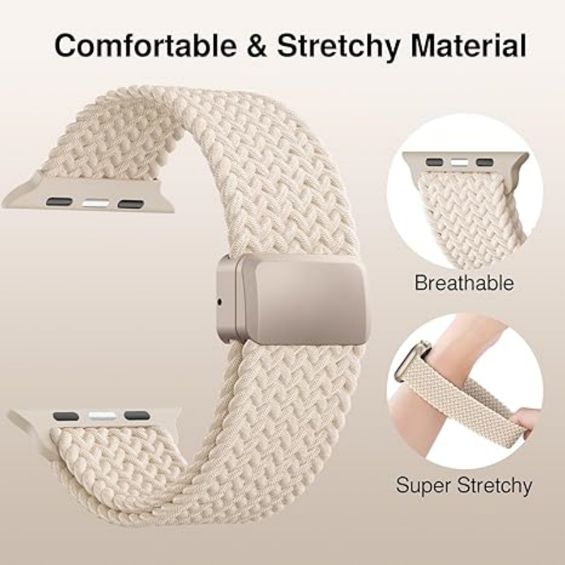 STRAPTIQUE Braided Stretchy Band Compatible with Apple Watch Bands