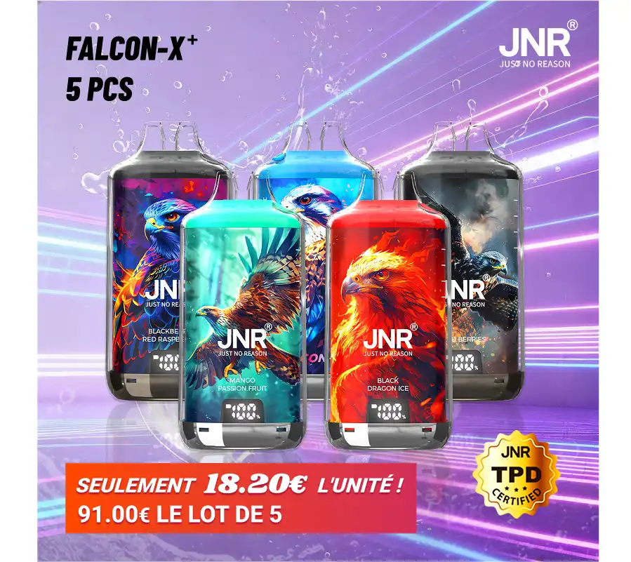 Pack de 5 JNR Falcon X⁺ (Plus) - Édition Trio 28000 Puffs