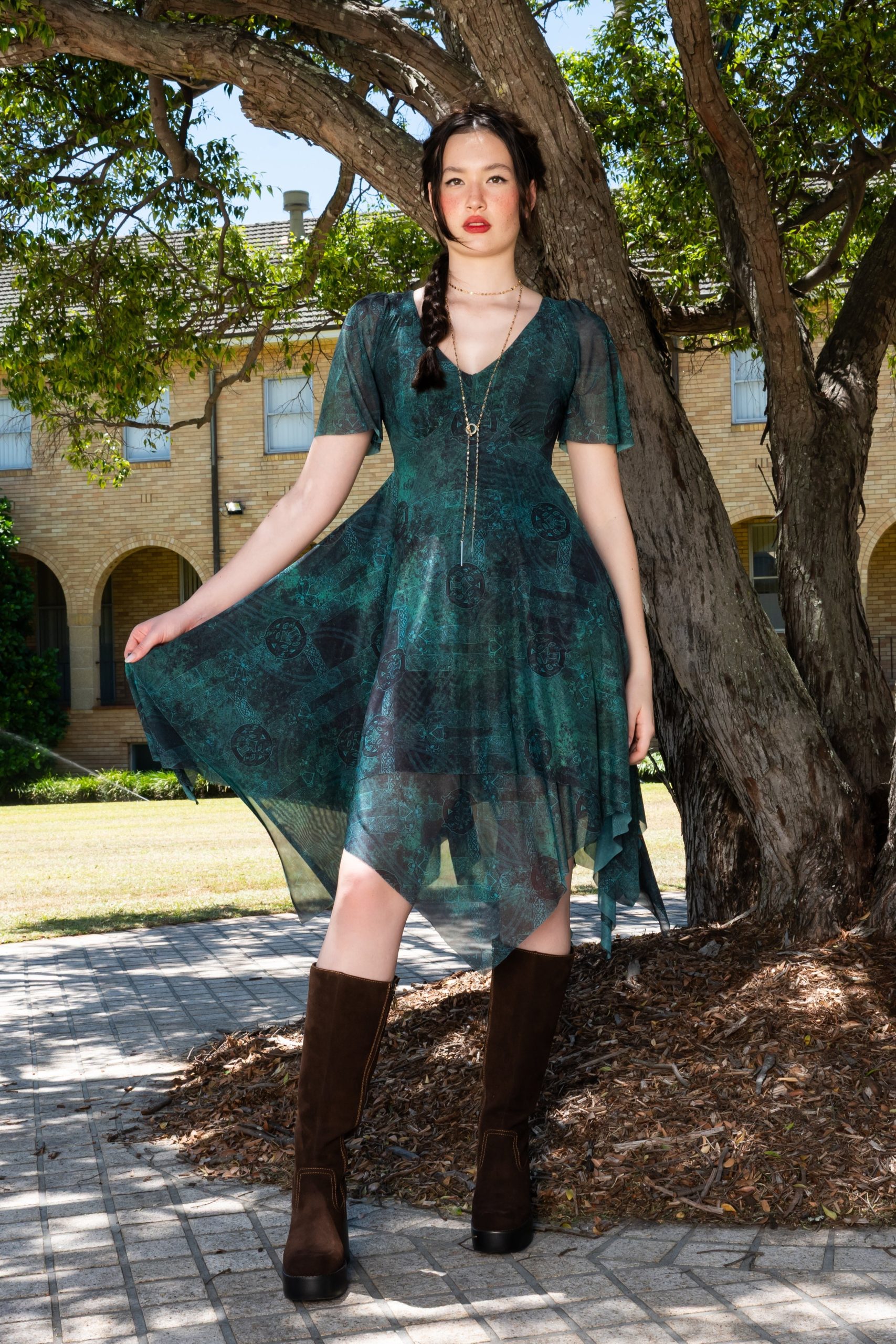 Women’s Handkerchief Hem Short Sleeve Dress