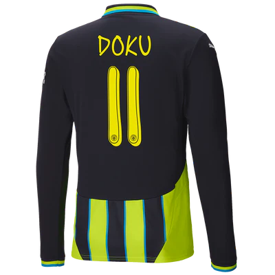 #11 Doku Manchester City Away Jersey 2024/2025 Long Sleeve