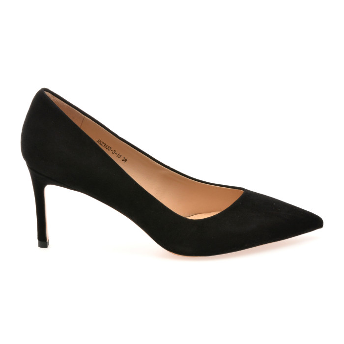 Pantofi eleganti EPICA PREMIUM negri, 23933, din piele intoarsa