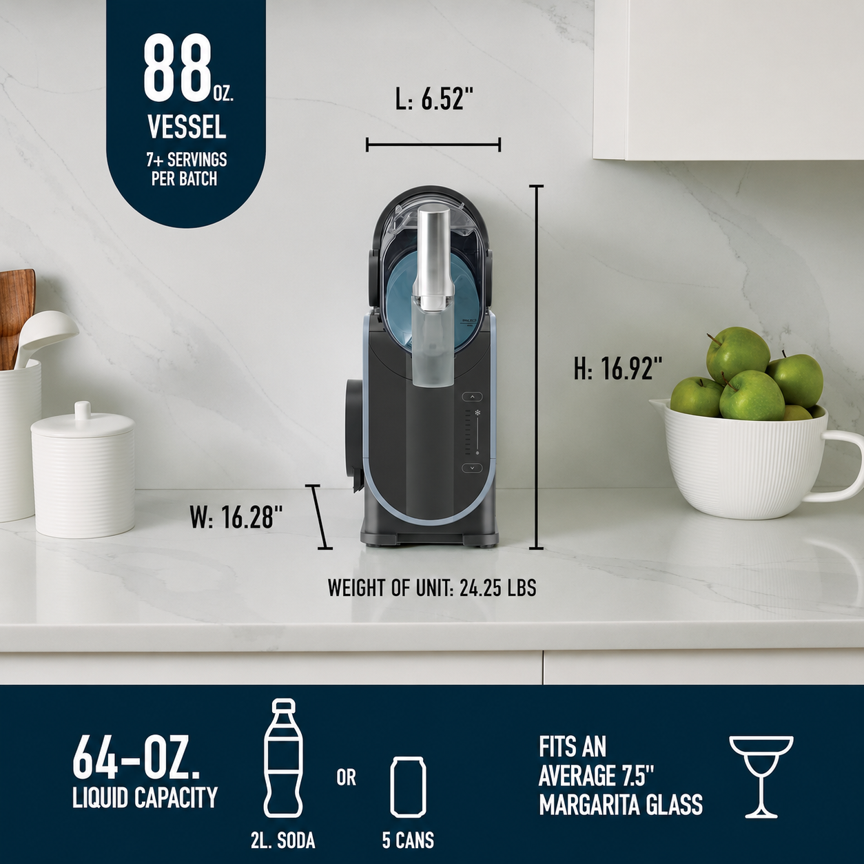 🔥Clearance Sale🔥SLUSHi FS301 Countertop Frozen Drink & Slushie Machine – 88oz Easy-Fill Capacity with 5 Preset Programs