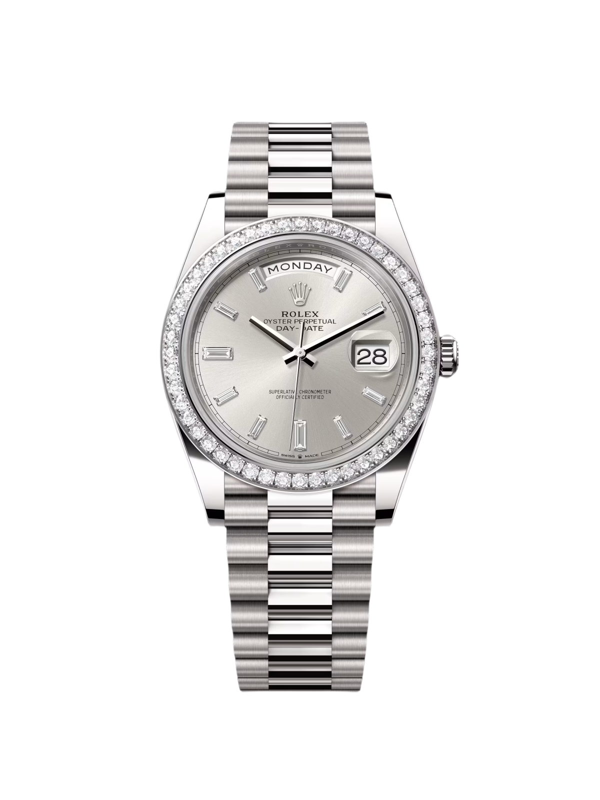 【Super Clone】RLX Day-Date 40mm 228349RBR-0001 Silver Dial President Bracelet