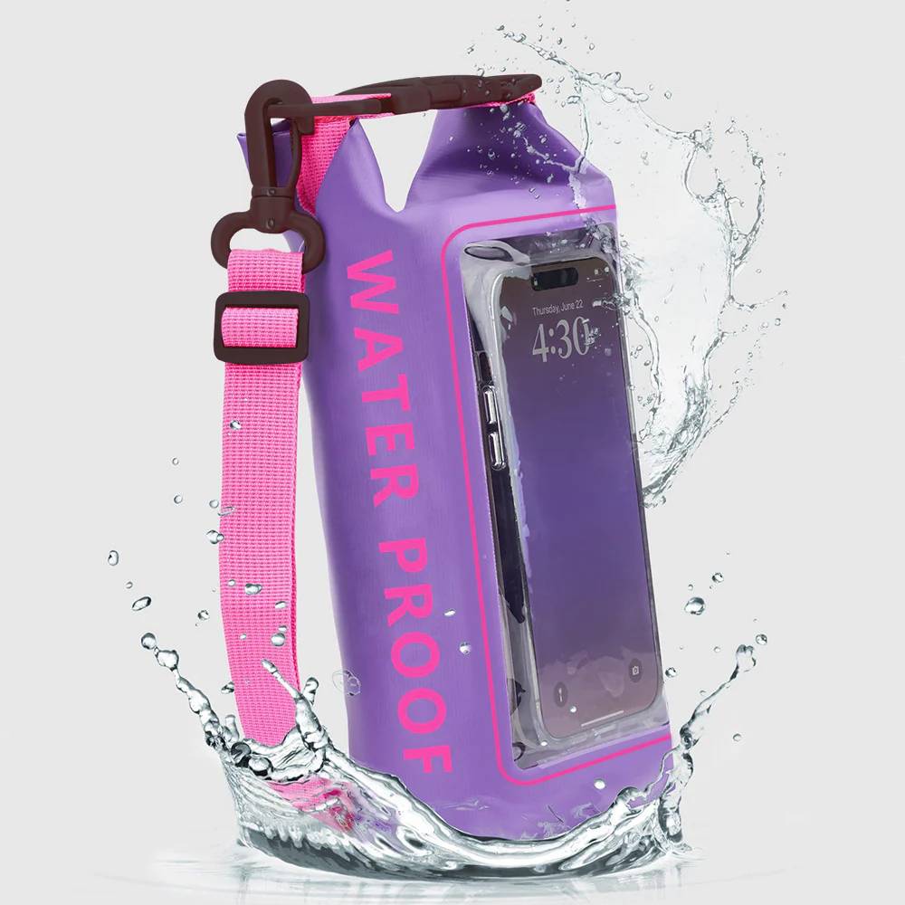 Floating Waterproof Phone Pouch 2L Crossbody Dry Bag – Touch Screen Waterproof Bag for Beach Swimming Kayaking