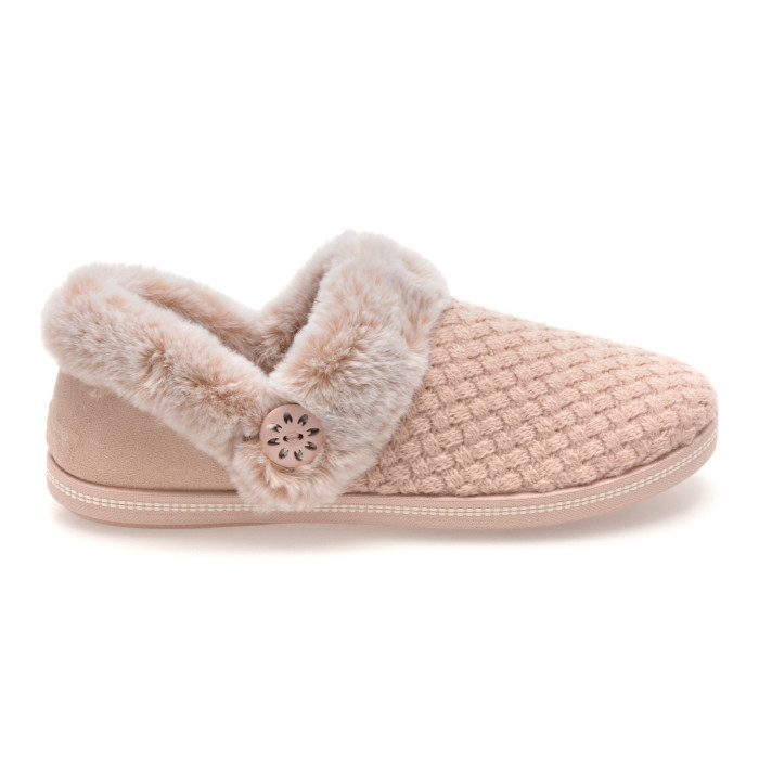 Papuci SKECHERS roz, COZY CAMPFIRE, din material textil