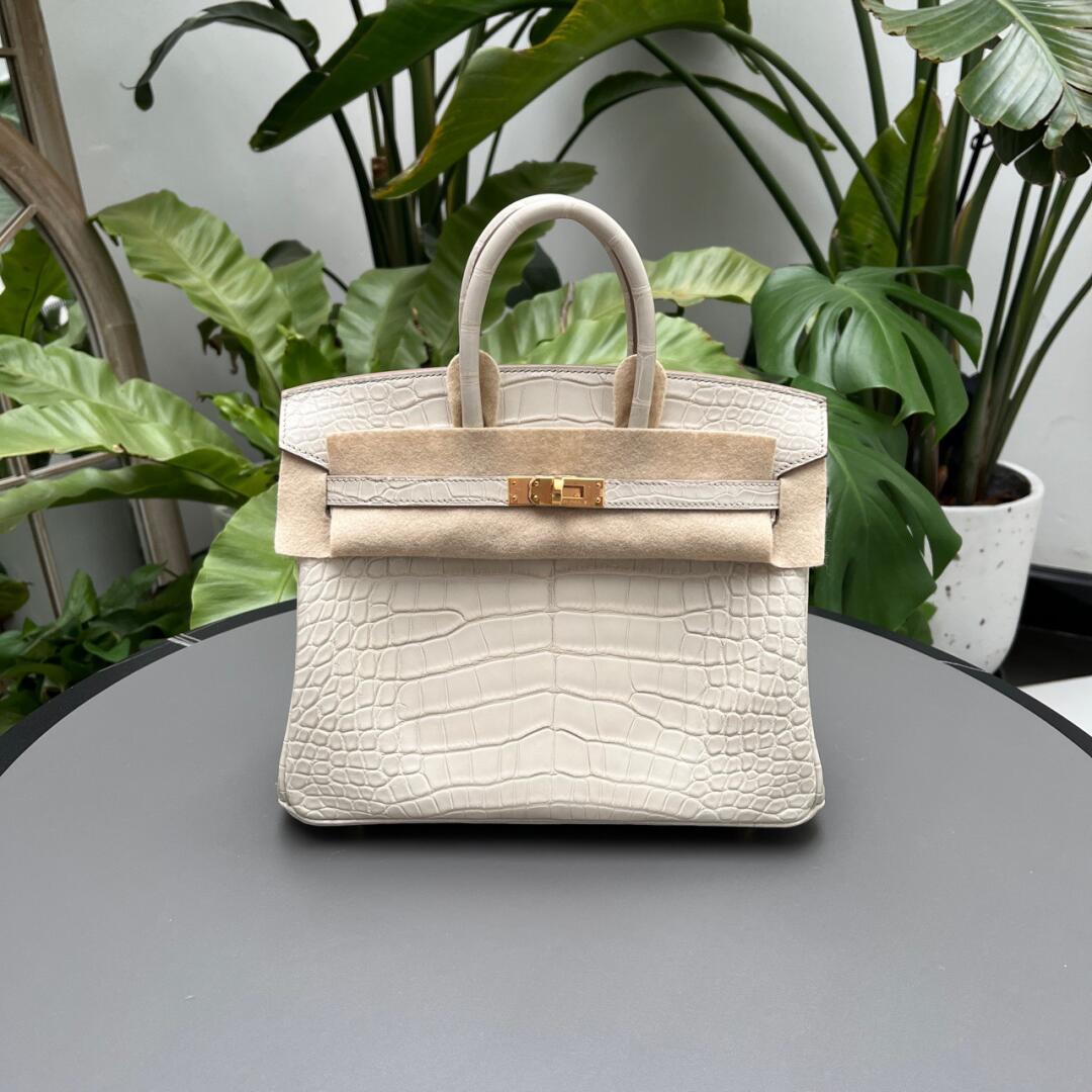 Hermès Birkin25 Glacier White Matte Block Crocodile customization