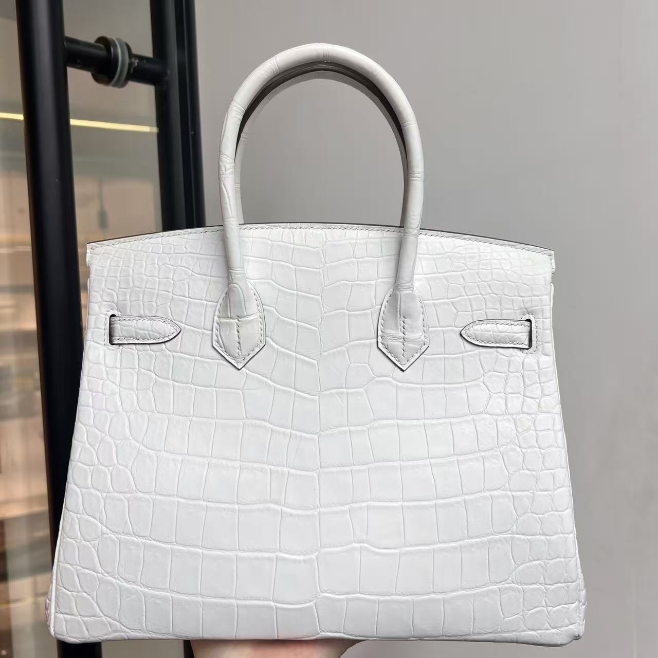 Hermes Birkin 25-30 crocodylus niloticus white
