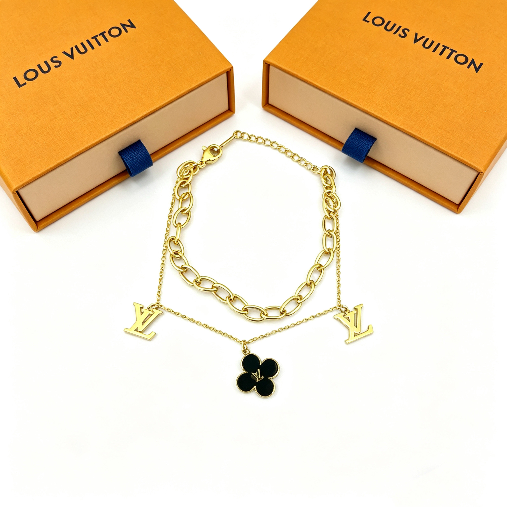 L — Metal Bracelet Double Chain Pendant Style