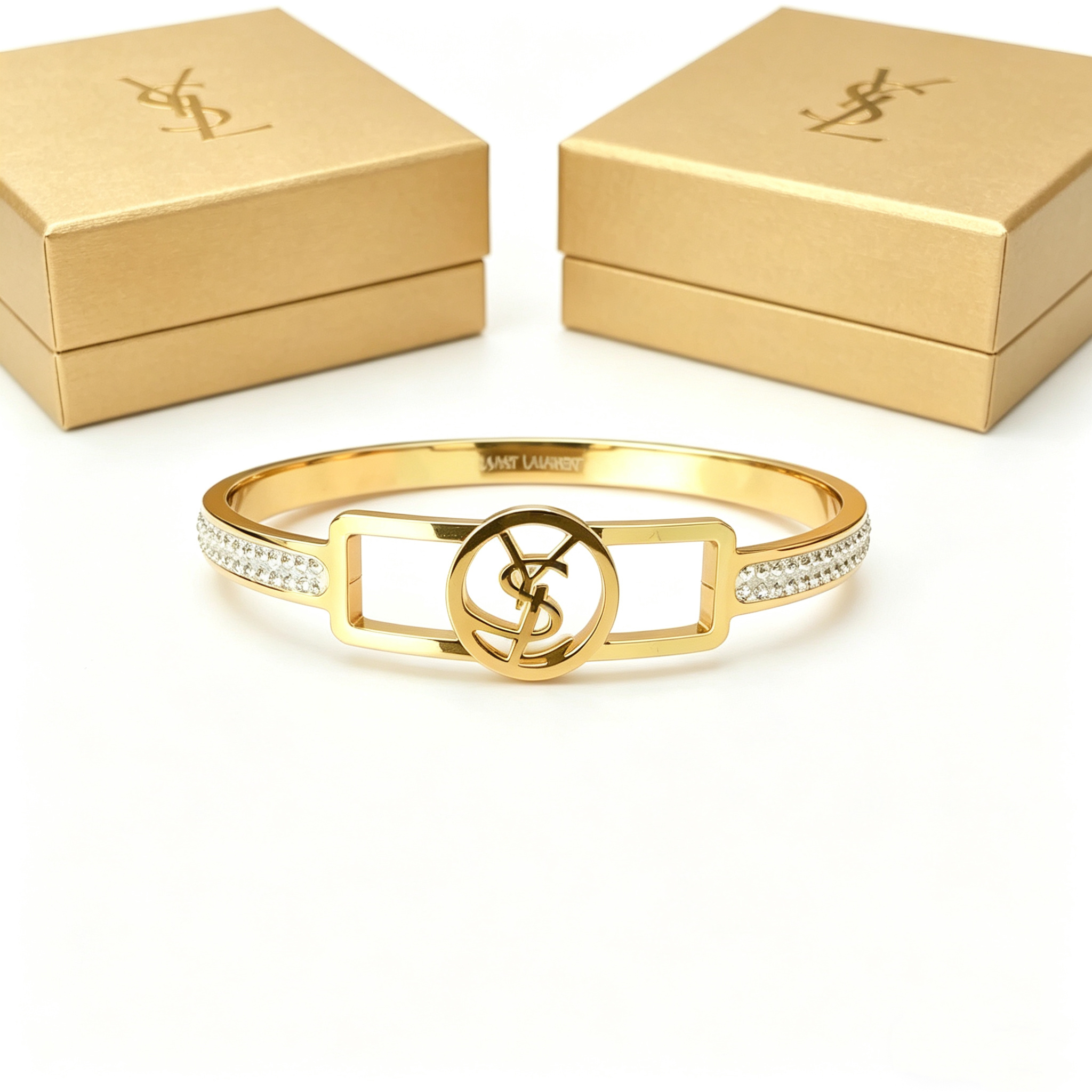 YLS — Single-layer Diamond-set Metal Bangle