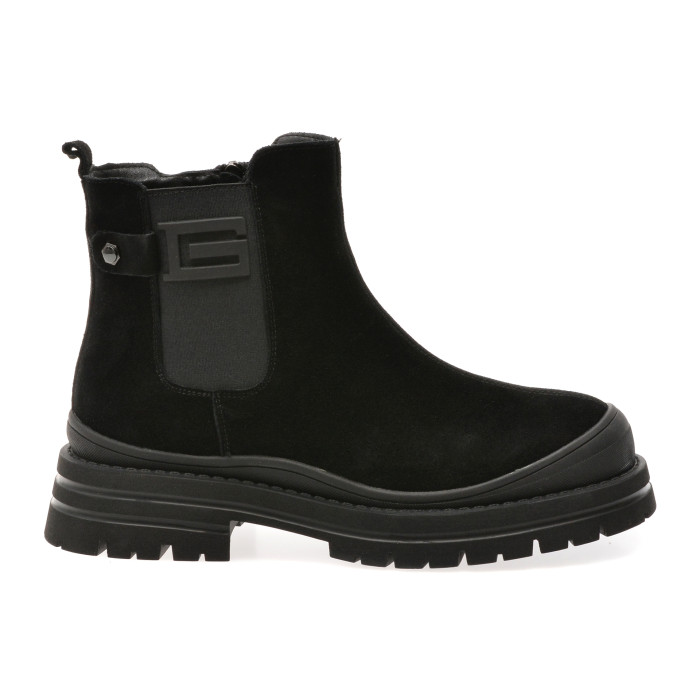 Ghete GRYXX negre, 5214, din piele intoarsa
