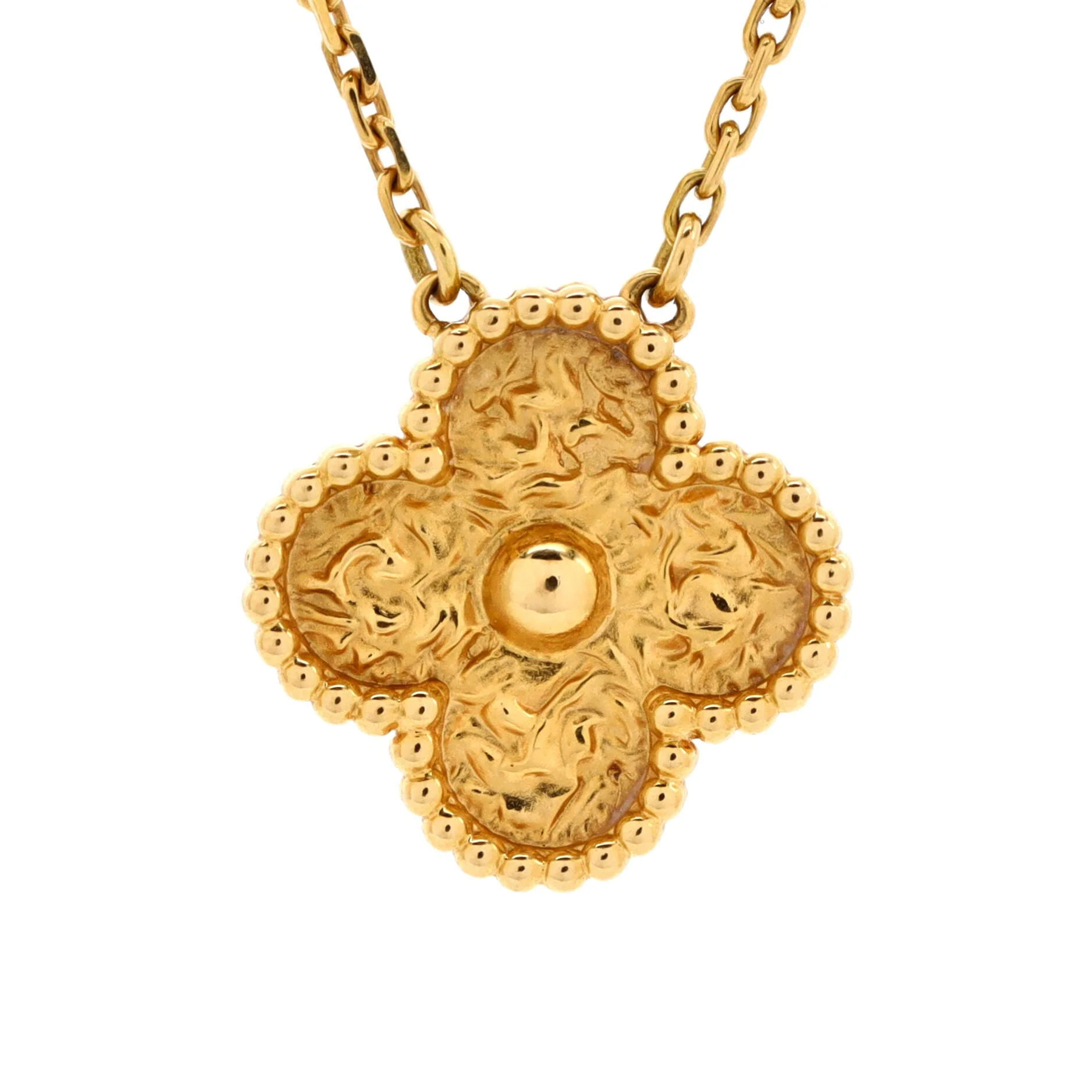 Vintage Alhambra Pendant Necklace 18K Yellow Gold