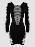 Lovehoney Plus Size Black Criss-Cross Long Sleeve Dress