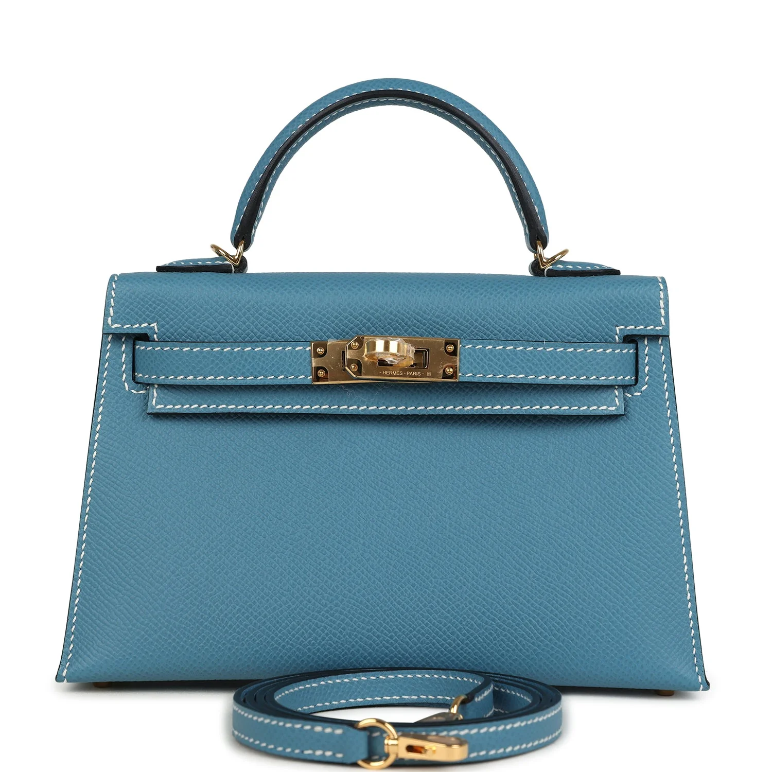 Hermes Kelly Sellier 20 Blue Jean Epsom Gold Hardware