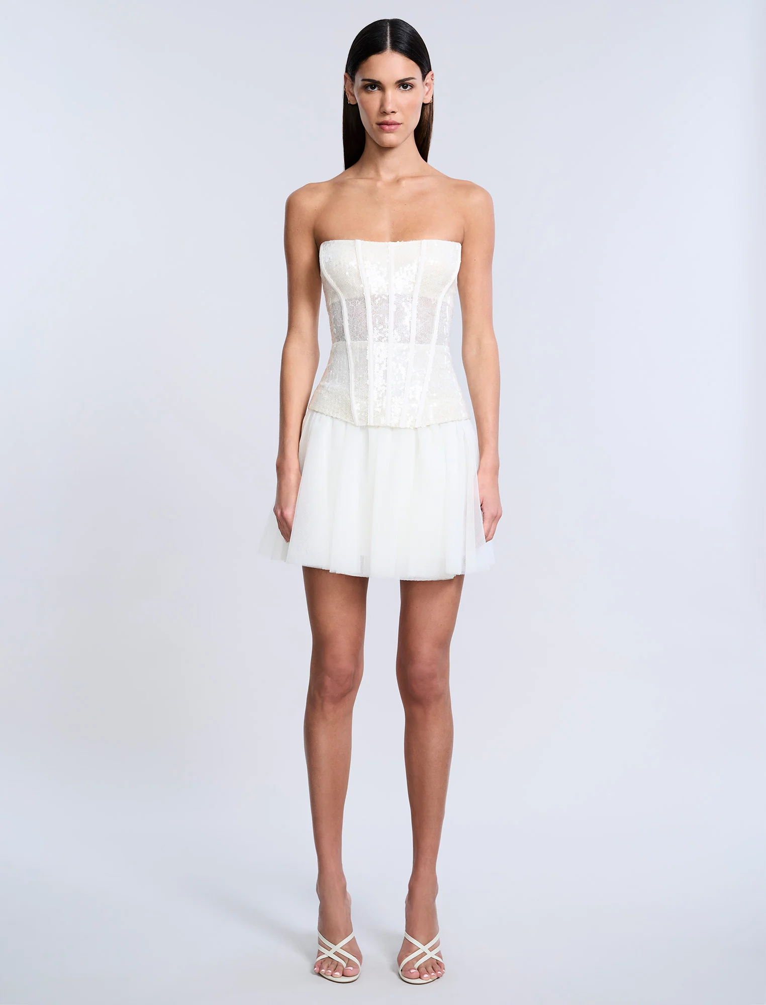 Sequin Lace Peplum Tulle Dress