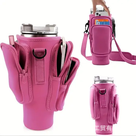 Water bottle bag, outdoor leopard print hydration bladder wallet, three-layer water bottle bag