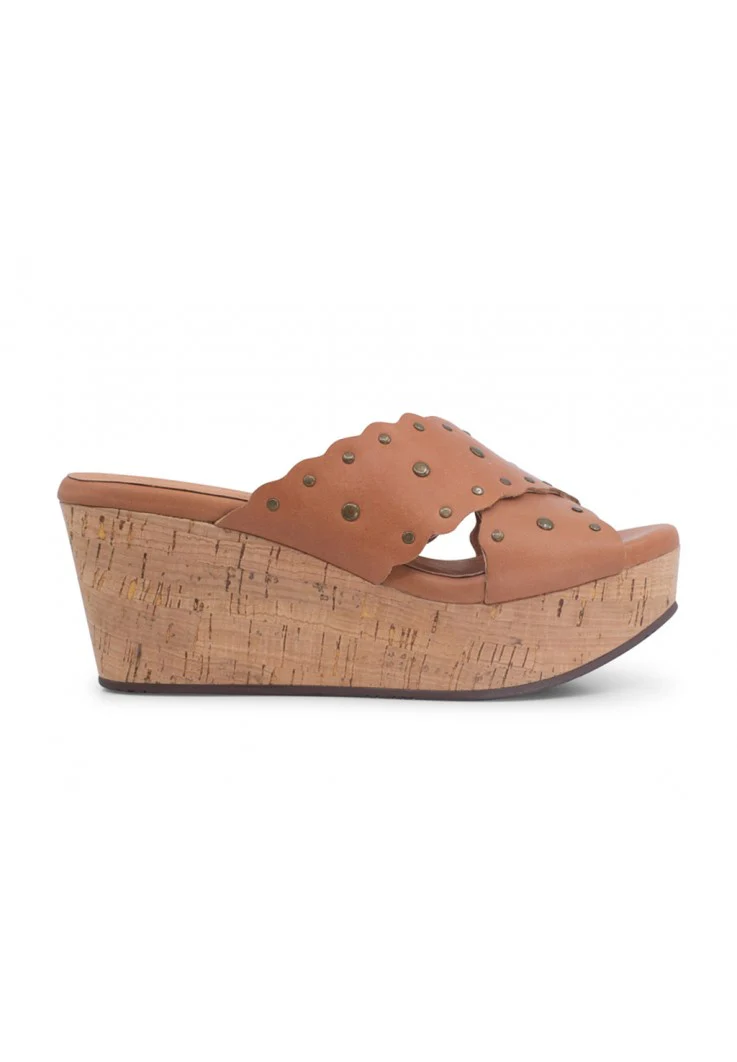 Wilbert Studded Calf Leather Wedge 鈥?Caramel