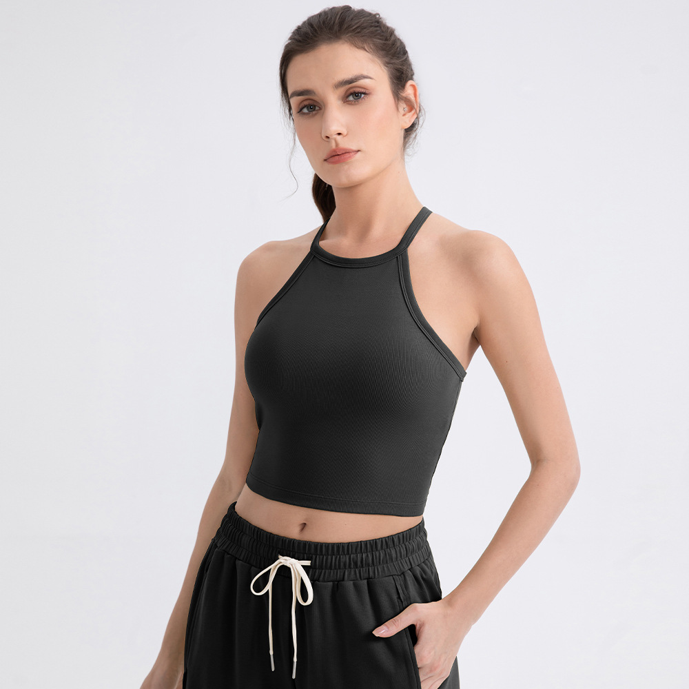 Women's yoga vest, tight-fitting sports bra with bra straps, padded bra, shockproof, breathable, suitable for running and fitness.