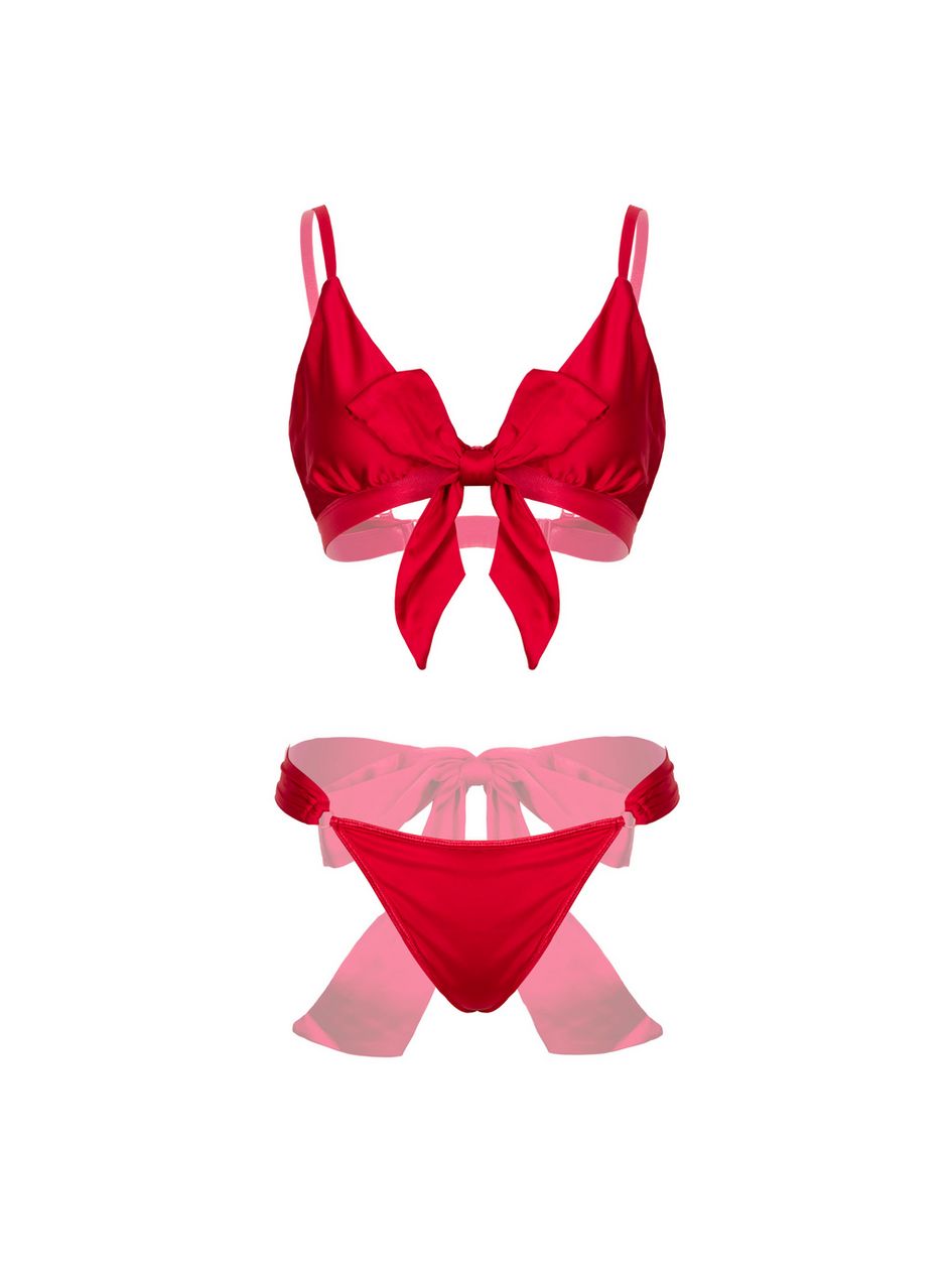 Lovehoney Plus Size Unwrap Me Red Satin Bra Gift Set