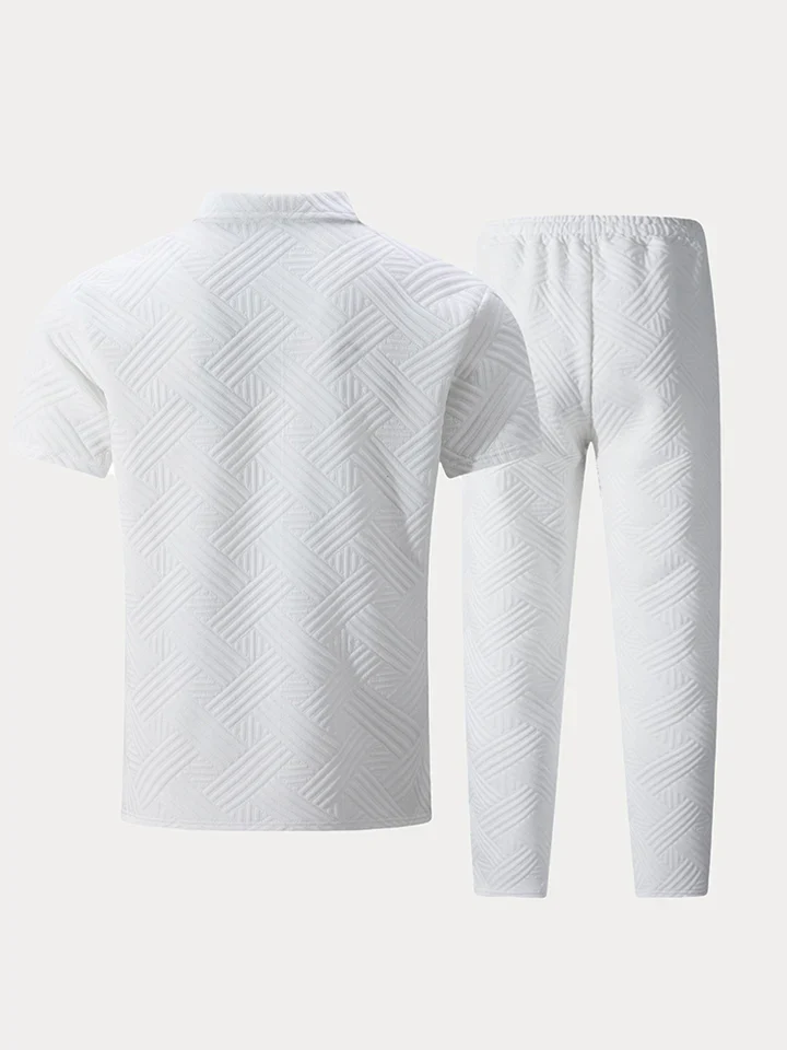 Mivanity Stylish Jacquard Textured Polo Shirt Sets
